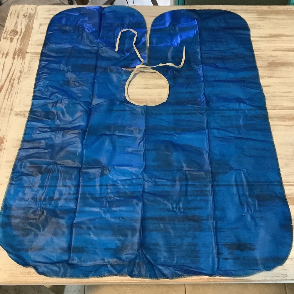 Vintage Blue Vinyl Barber‎ Haircutting Salon Cape